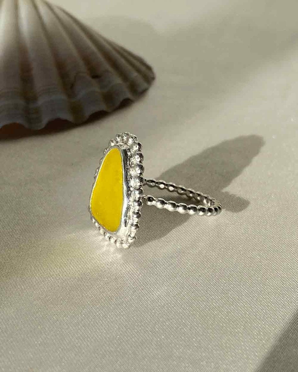 Yellow Sea Glass Ring - Size 8Sea Glass RingSterling SilverAngela Wozniak Jewellery