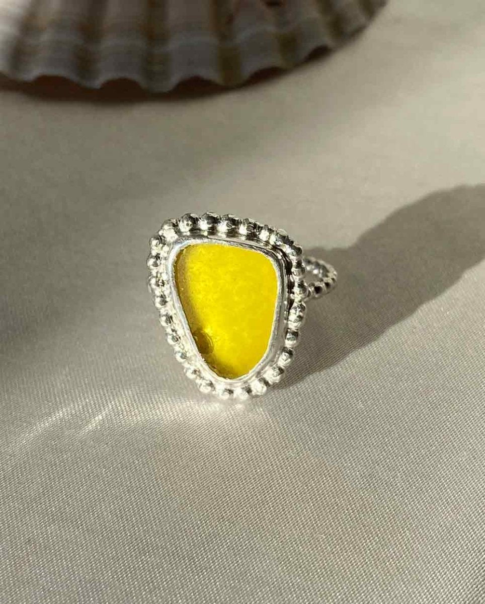 Yellow Sea Glass Ring - Size 8Sea Glass RingSterling SilverAngela Wozniak Jewellery