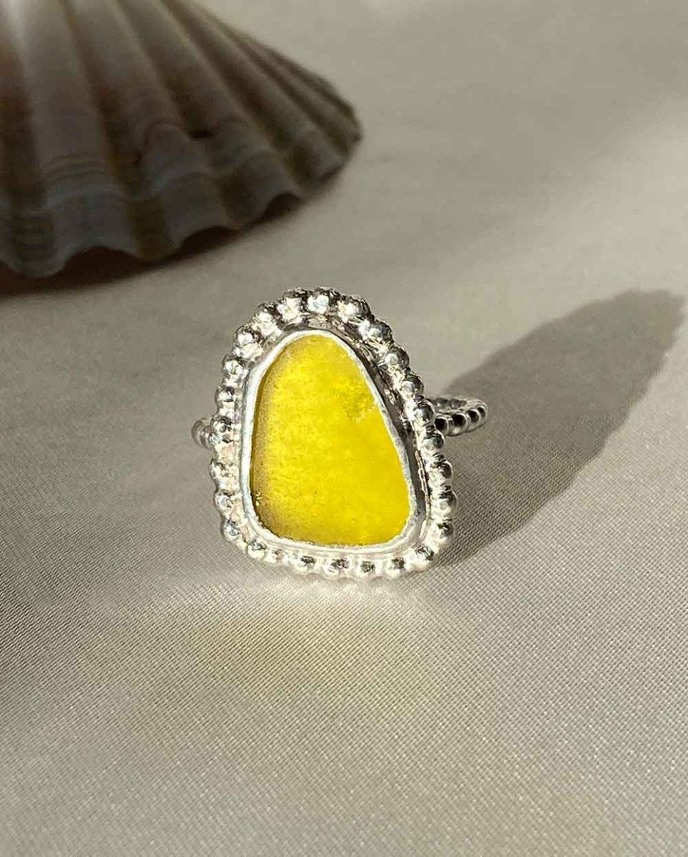 Yellow Sea Glass Ring - Size 8Sea Glass RingSterling SilverAngela Wozniak Jewellery