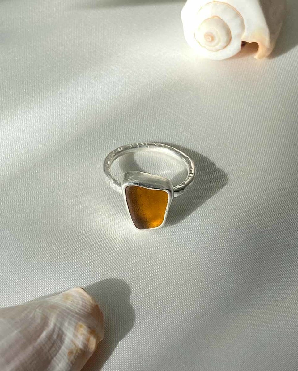 Amber Seaglass Ring / Uncommon Colour / #101RingsSize 6Angela Wozniak Jewellery