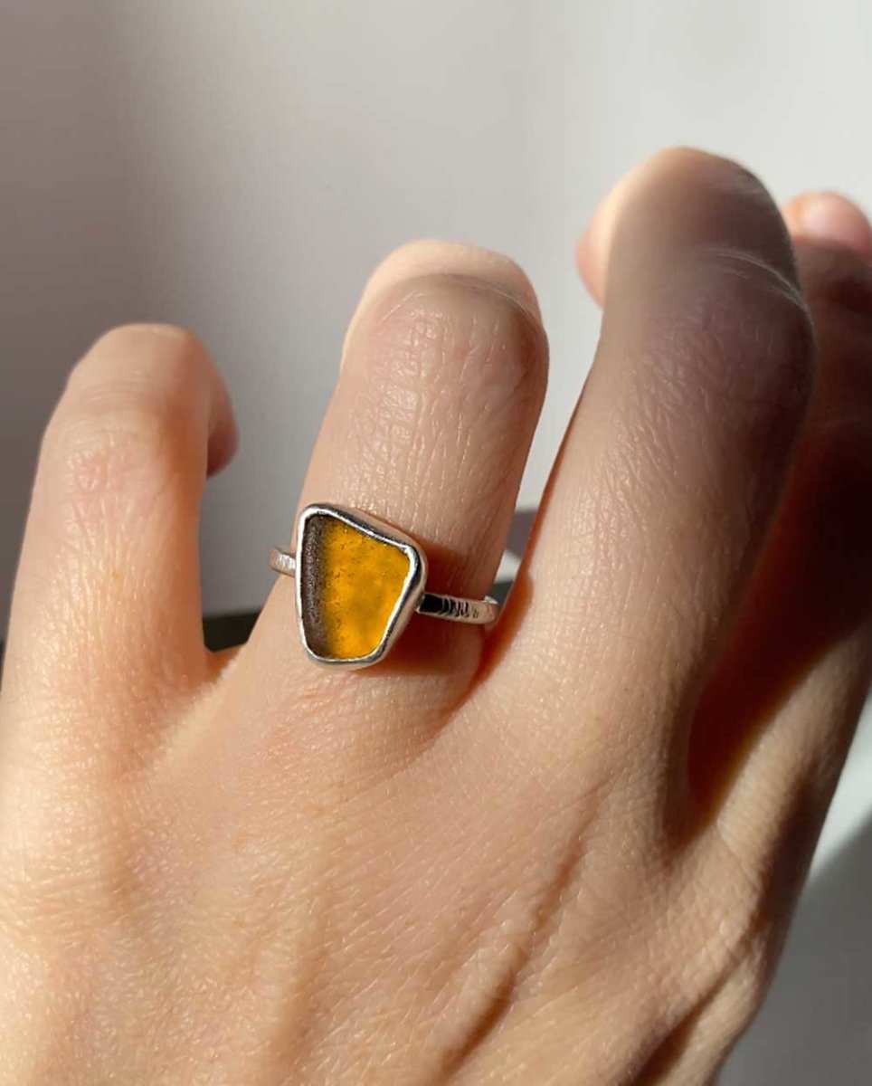 Amber Seaglass Ring / Uncommon Colour / #101RingsSize 6Angela Wozniak Jewellery
