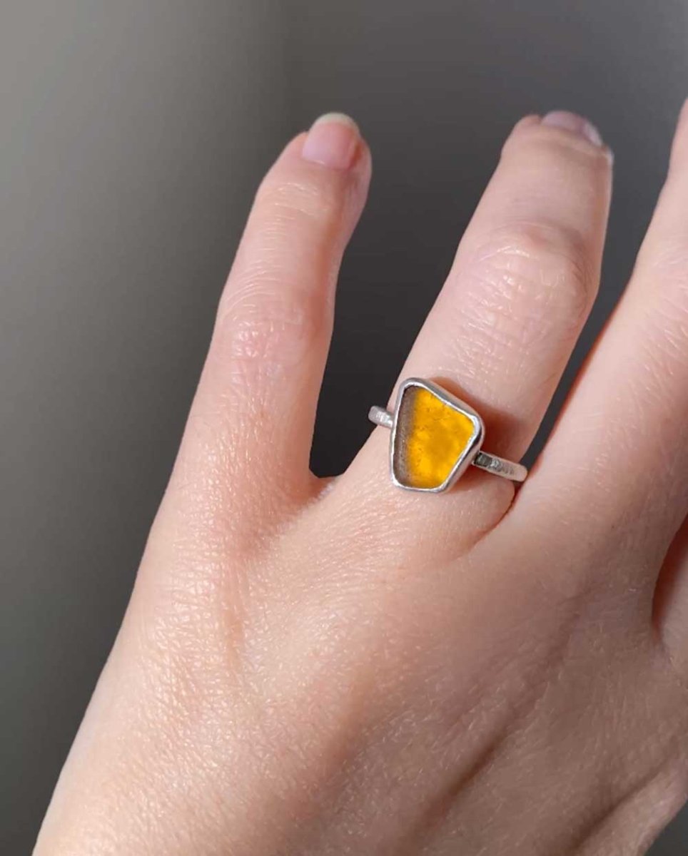 Amber Seaglass Ring / Uncommon Colour / #101RingsSize 6Angela Wozniak Jewellery