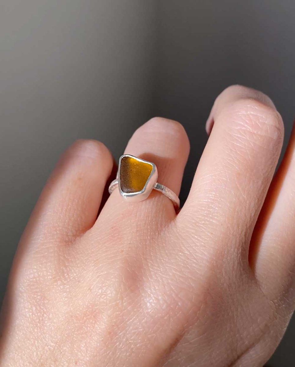 Amber Seaglass Ring / Uncommon Colour / #101RingsSize 6Angela Wozniak Jewellery