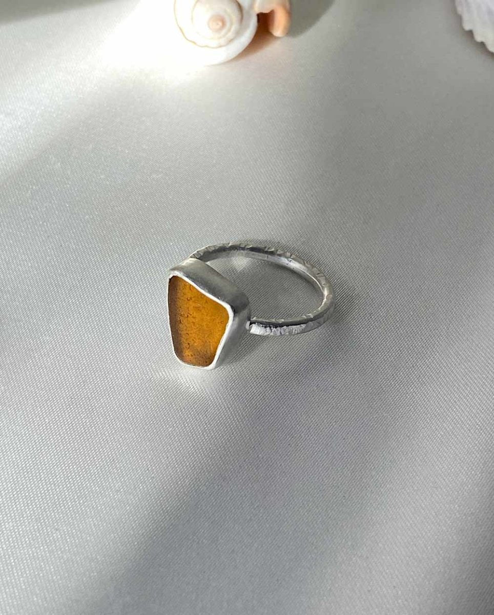 Amber Seaglass Ring / Uncommon Colour / #101RingsSize 6Angela Wozniak Jewellery