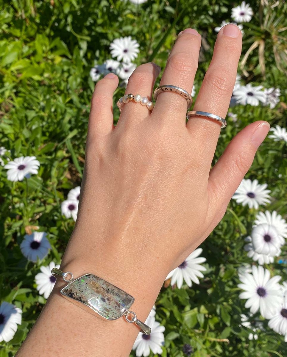 Andamooka Opal CuffBraceletsSterling SilverAngela Wozniak Jewellery