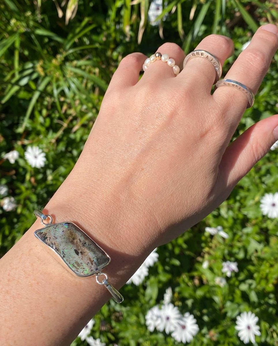 Andamooka Opal CuffBraceletsSterling SilverAngela Wozniak Jewellery