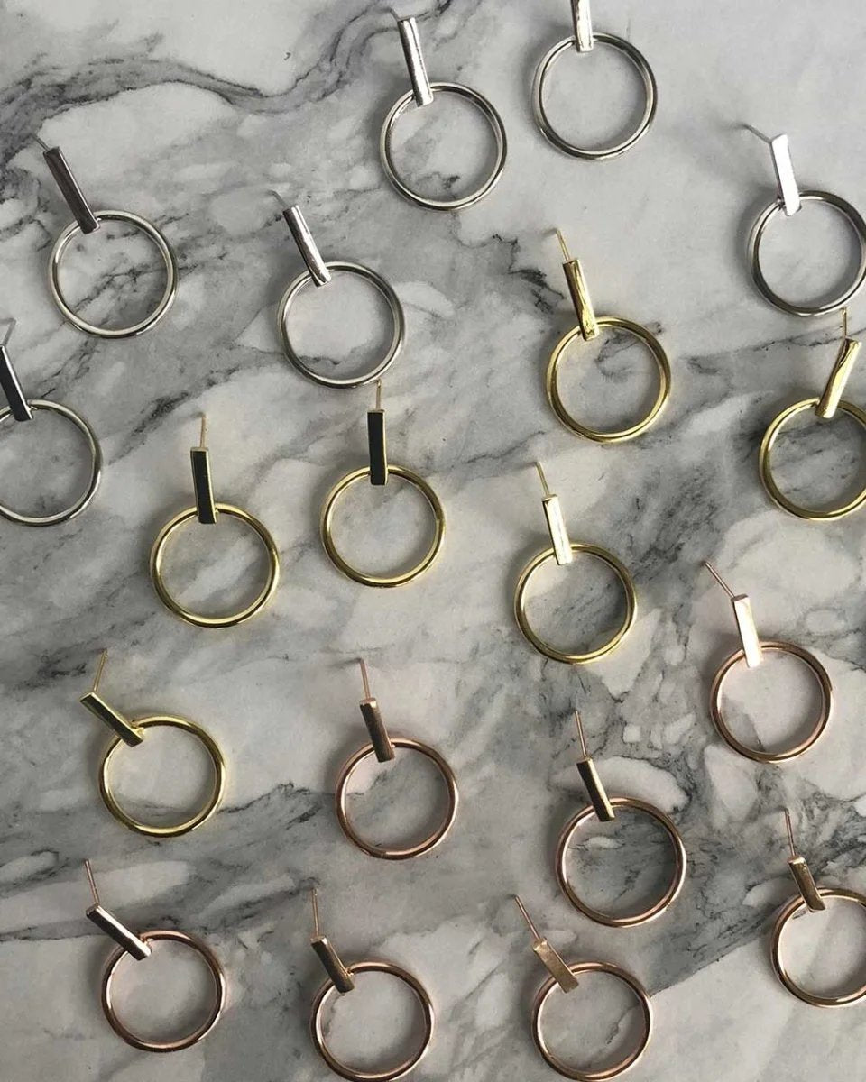 Chloe Bar Stud Hoop EarringsEarrings14K Gold VermeilAngela Wozniak Jewellery