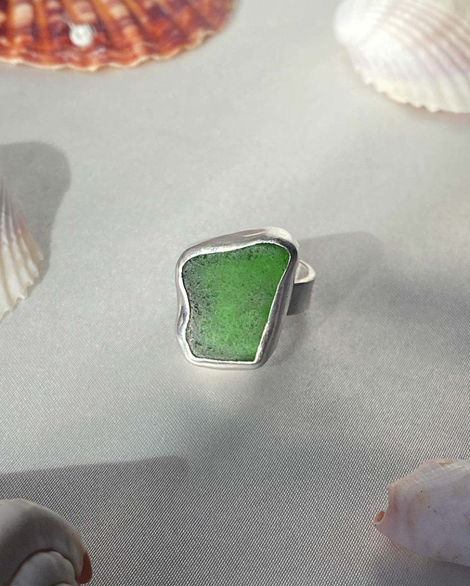 Emerald Seaglass Ring - 201RingsSize 6Angela Wozniak Jewellery