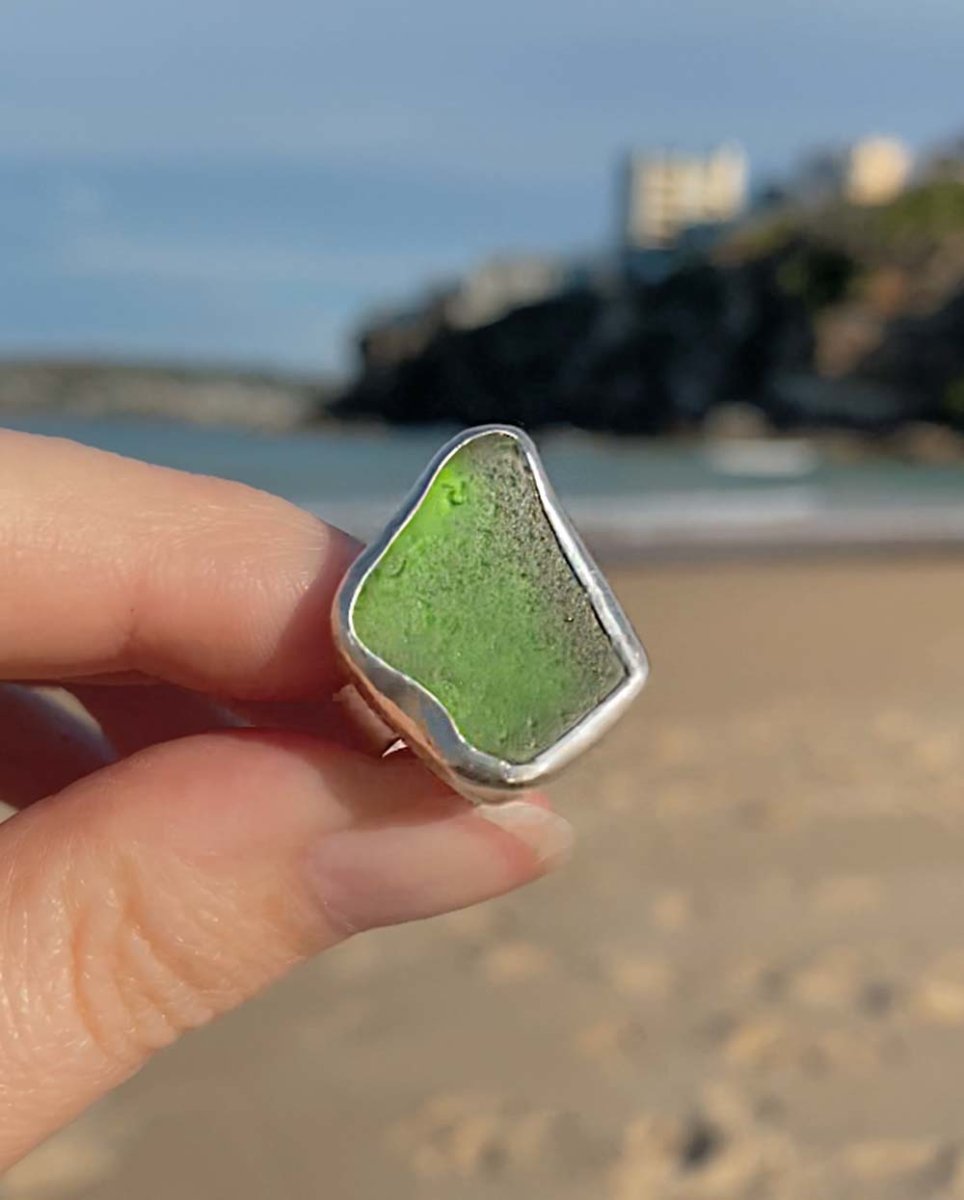 Emerald Seaglass Ring - 201RingsSize 6Angela Wozniak Jewellery