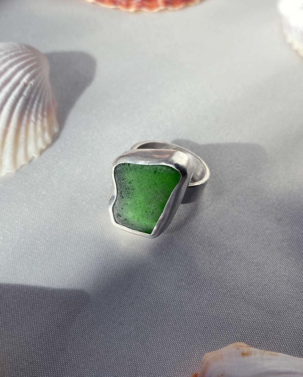Emerald Seaglass Ring - 201RingsSize 6Angela Wozniak Jewellery