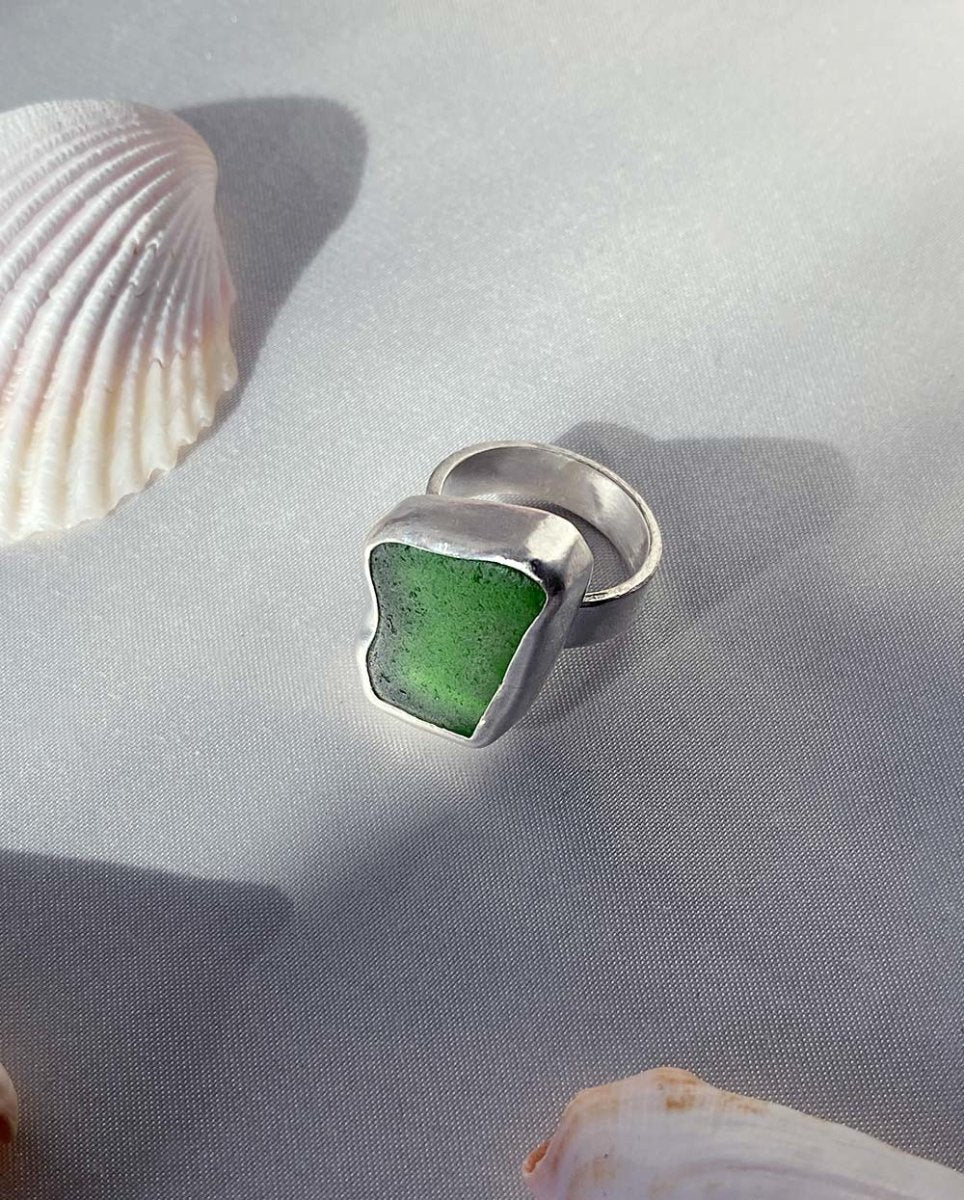Emerald Seaglass Ring - 201RingsSize 6Angela Wozniak Jewellery