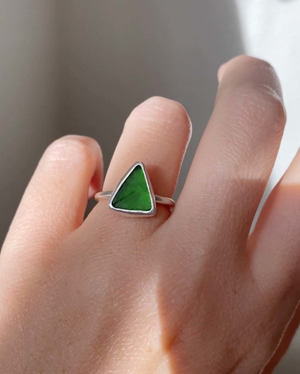 Emerald Seaglass Ring / Rare Colour / #202RingsSize 6Angela Wozniak Jewellery