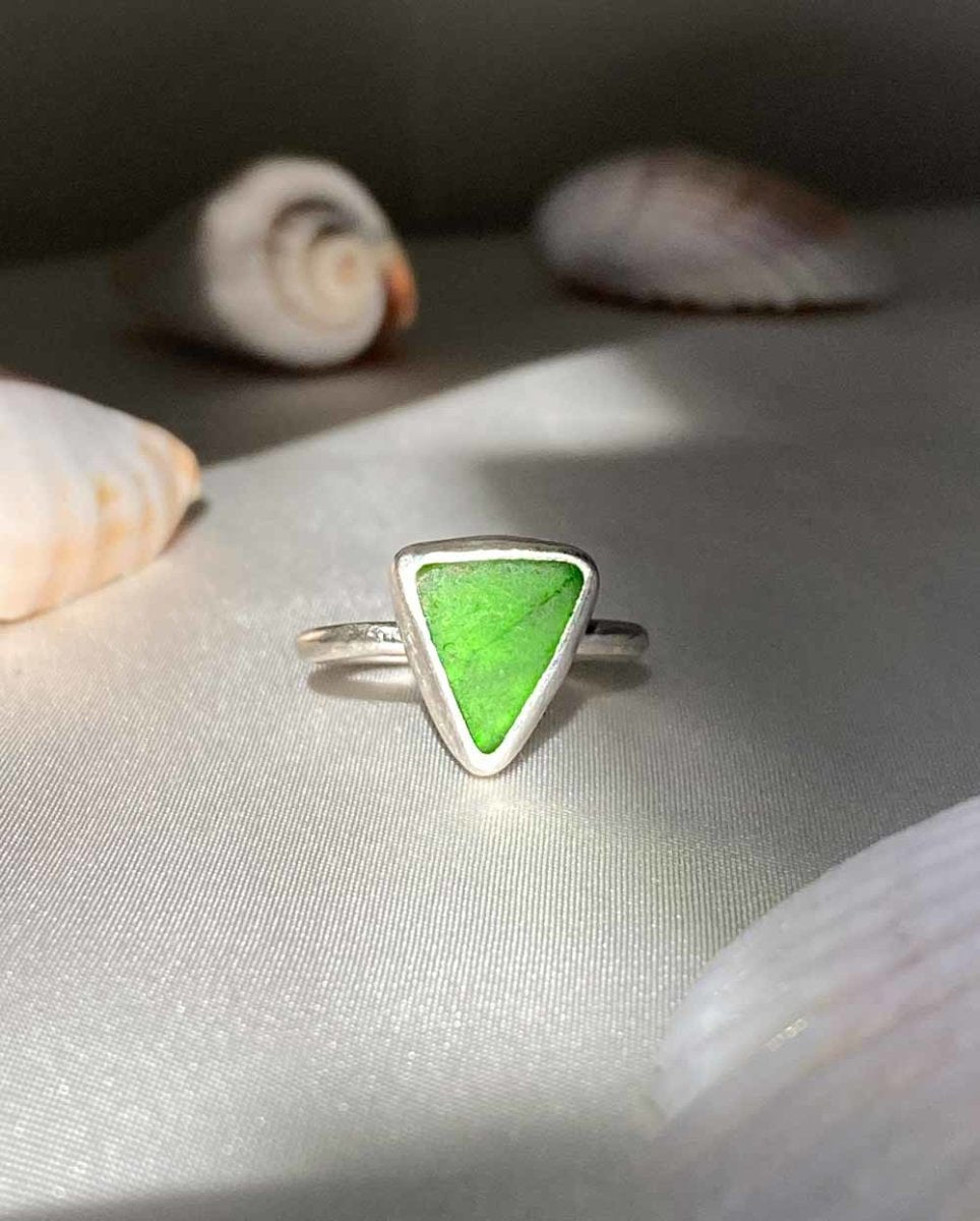 Emerald Seaglass Ring / Rare Colour / #202RingsSize 6Angela Wozniak Jewellery