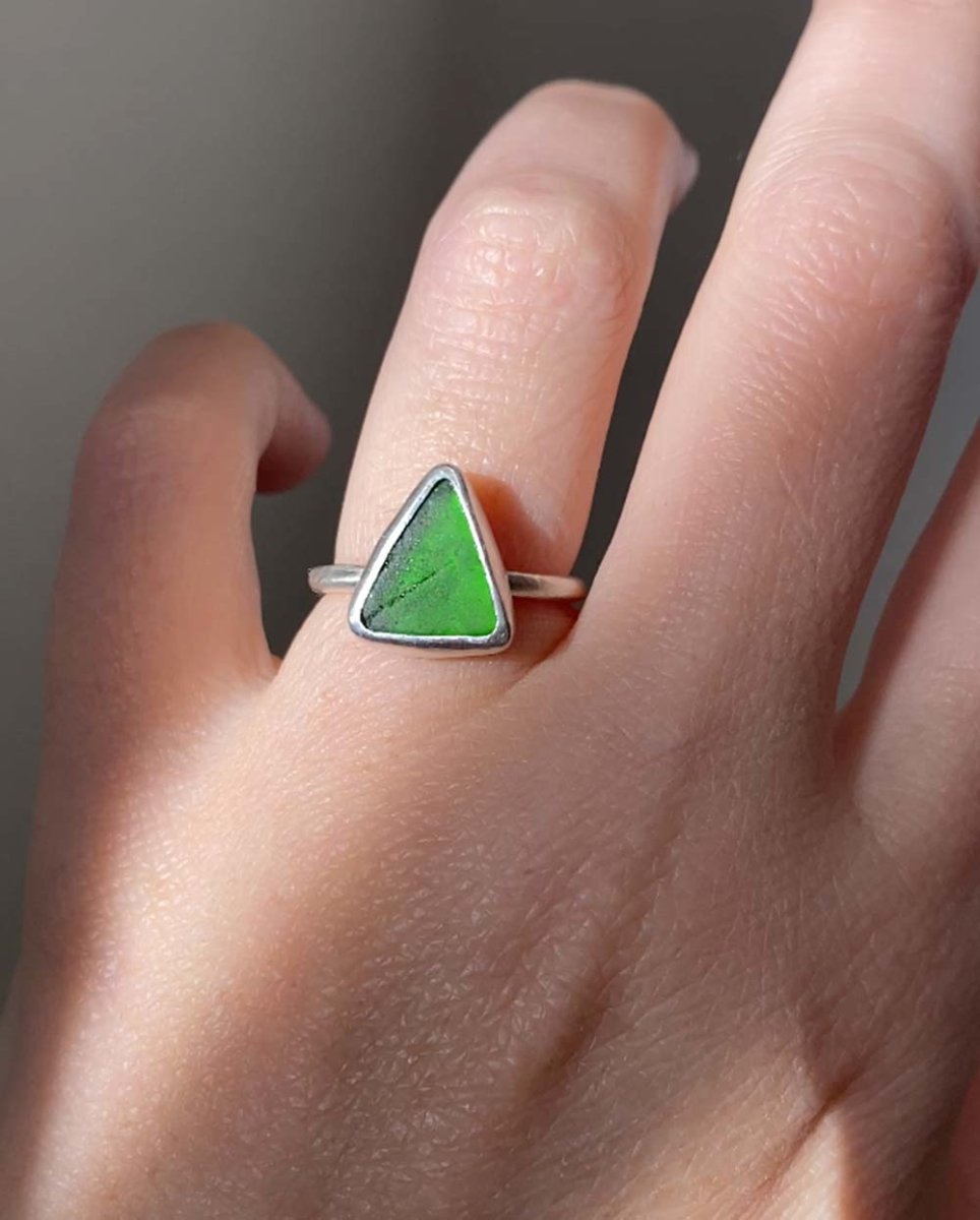 Emerald Seaglass Ring / Rare Colour / #202RingsSize 6Angela Wozniak Jewellery