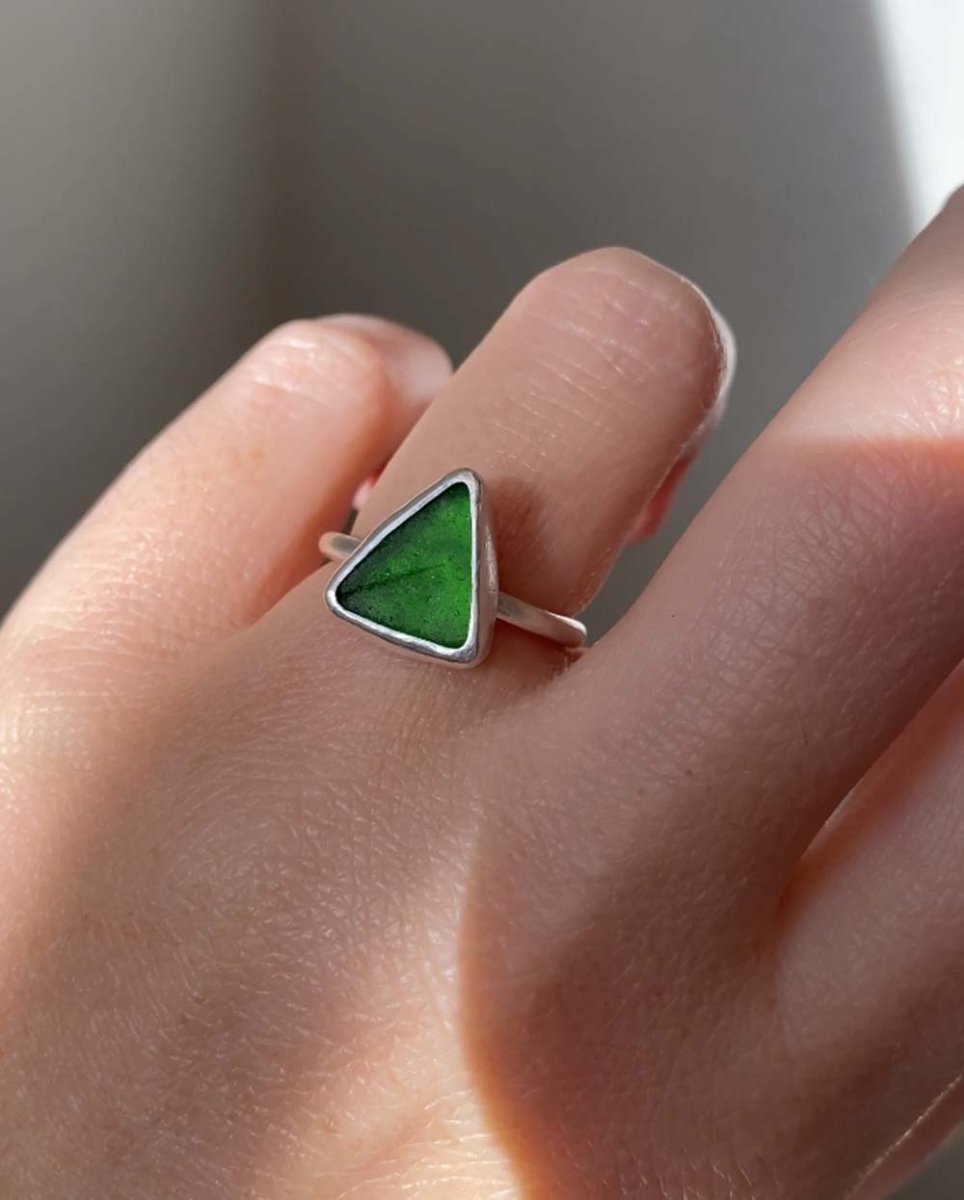 Emerald Seaglass Ring / Rare Colour / #202RingsSize 6Angela Wozniak Jewellery
