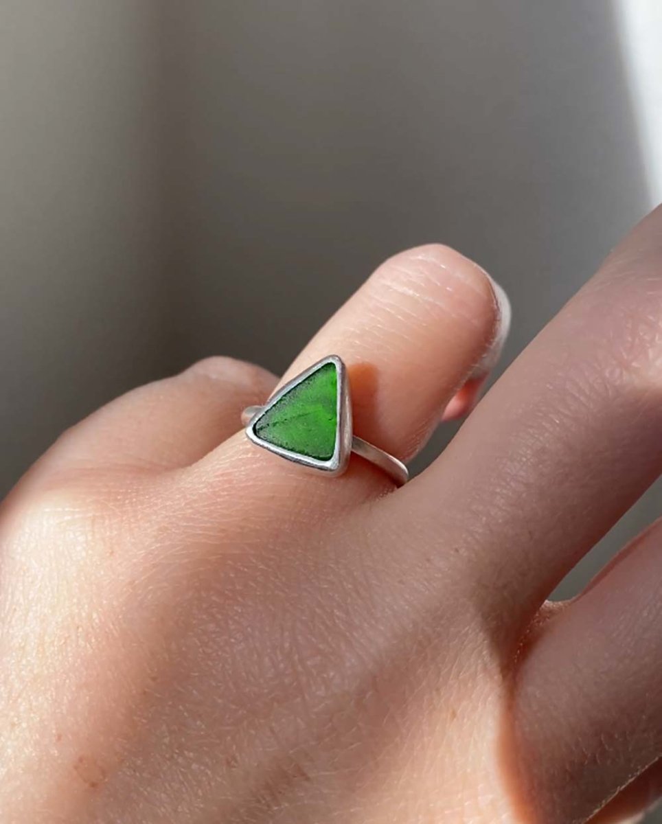 Emerald Seaglass Ring / Rare Colour / #202RingsSize 6Angela Wozniak Jewellery