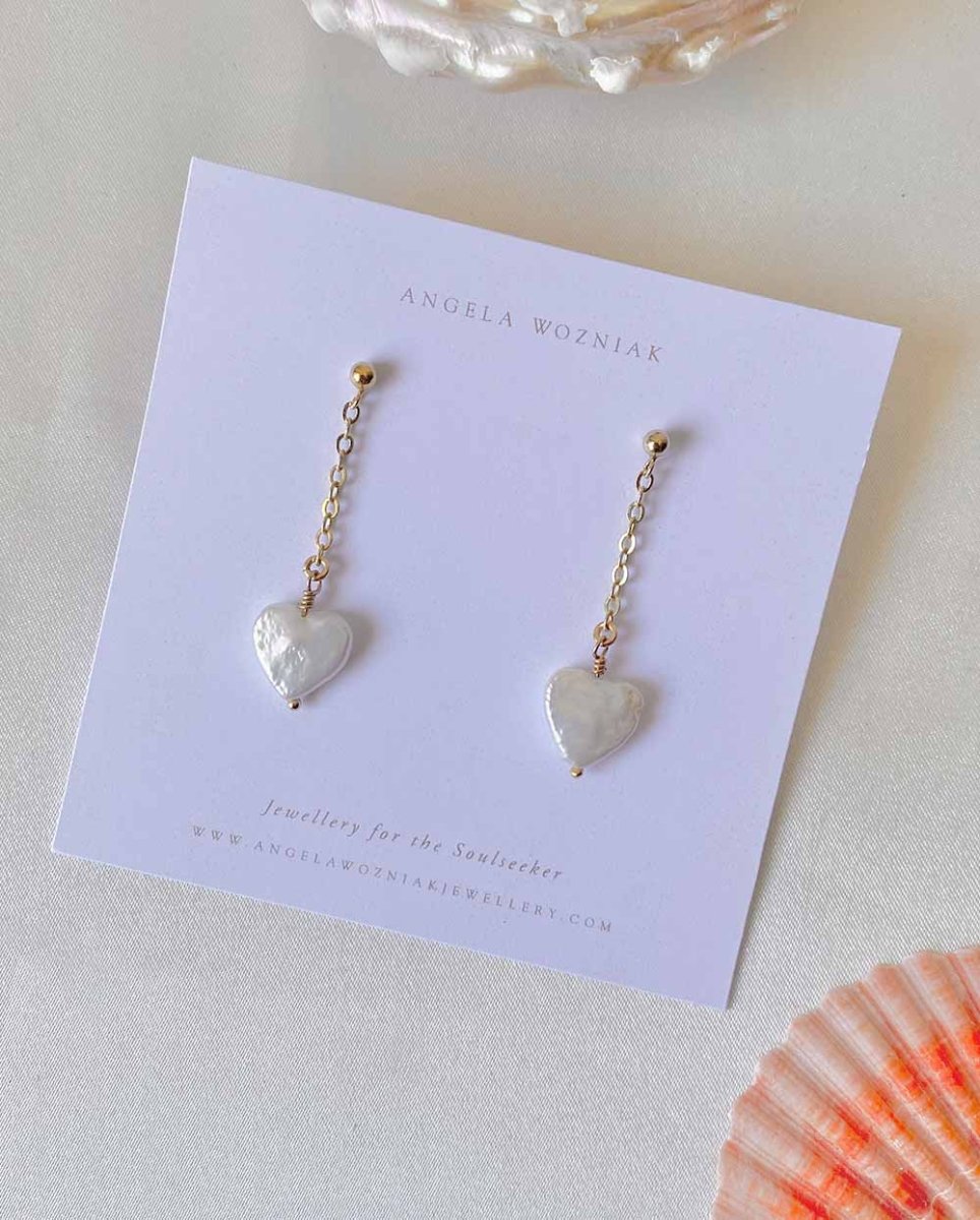 Heart Drop Pearl EarringsEarrings14K Gold FilledAngela Wozniak Jewellery