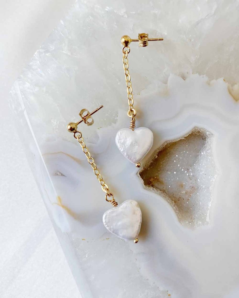 Heart Drop Pearl EarringsEarrings14K Gold FilledAngela Wozniak Jewellery