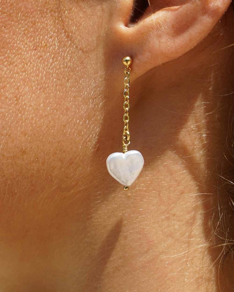 Heart Drop Pearl EarringsEarrings14K Gold FilledAngela Wozniak Jewellery
