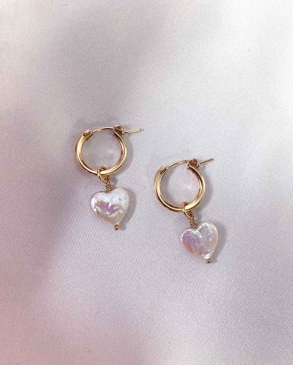 Heart Pearl Charm EarringsEarrings14K Gold FilledAngela Wozniak Jewellery