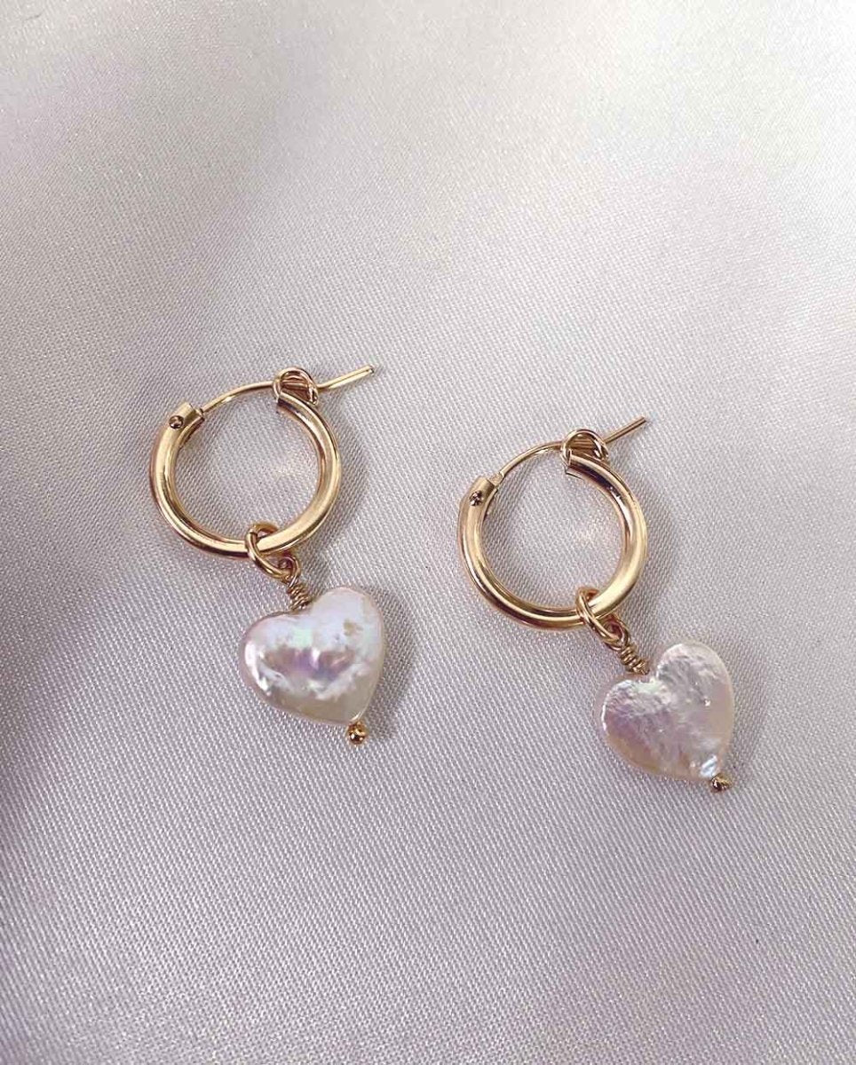 Heart Pearl Charm EarringsEarrings14K Gold FilledAngela Wozniak Jewellery