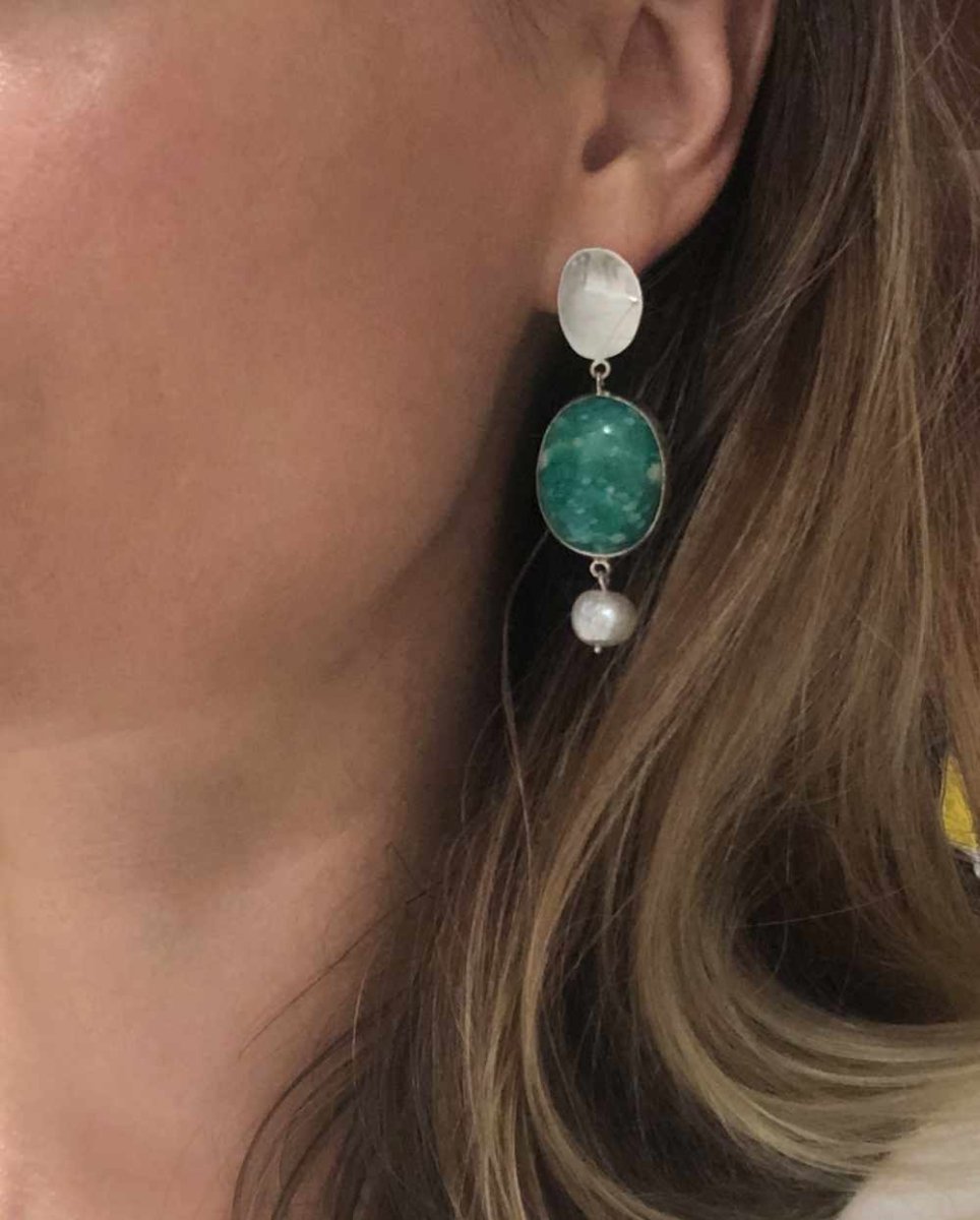 Mermaid Dark Amazonite & Pearl EarringsEarringsSterling SilverAngela Wozniak Jewellery
