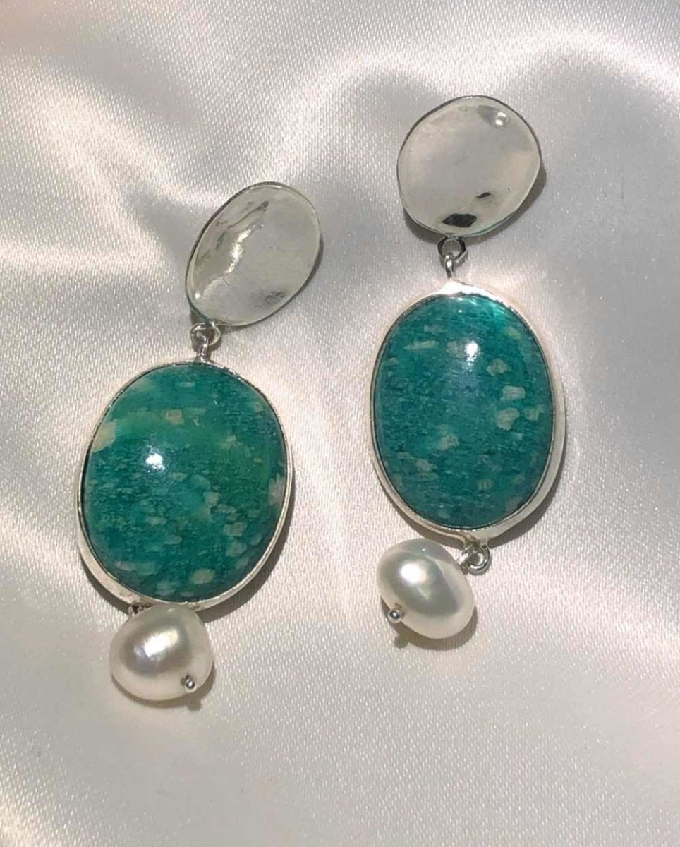 Mermaid Dark Amazonite & Pearl EarringsEarringsSterling SilverAngela Wozniak Jewellery