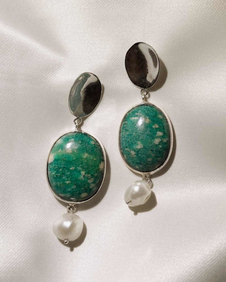 Mermaid Dark Amazonite & Pearl EarringsEarringsSterling SilverAngela Wozniak Jewellery