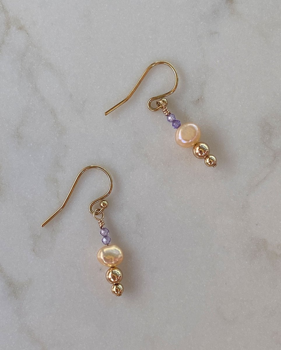 Rhea Pearl & Amethyst Mini EarringsEarrings14K Gold FilledAngela Wozniak Jewellery