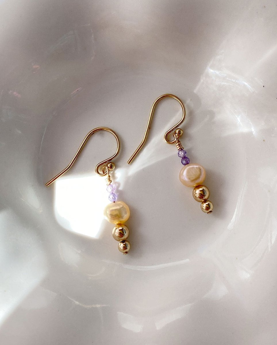 Rhea Pearl & Amethyst Mini EarringsEarrings14K Gold FilledAngela Wozniak Jewellery