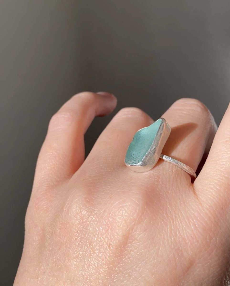 Rockpool Seaglass Ring / Rare Colour / #502RingsCustom SizeAngela Wozniak Jewellery