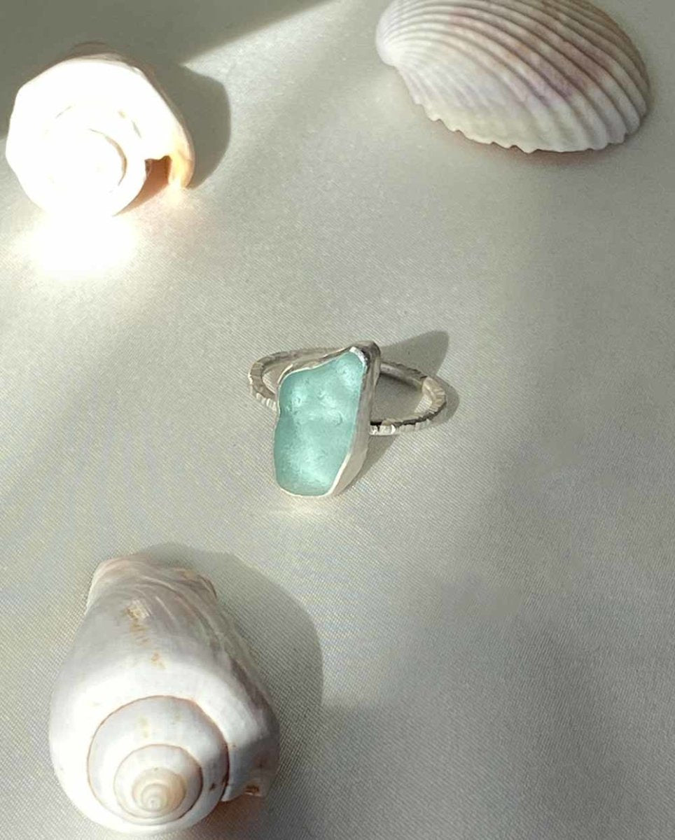 Rockpool Seaglass Ring / Rare Colour / #502RingsCustom SizeAngela Wozniak Jewellery