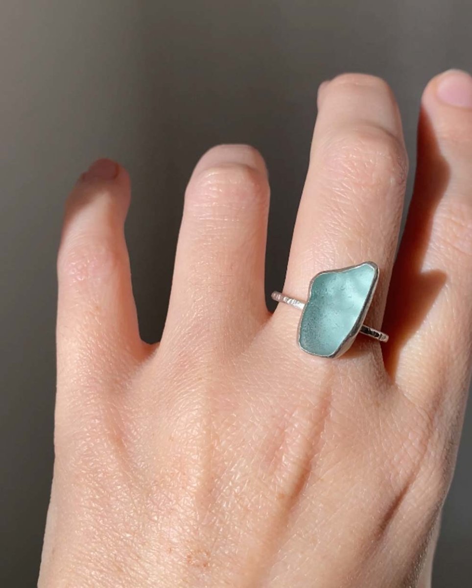 Rockpool Seaglass Ring / Rare Colour / #502RingsCustom SizeAngela Wozniak Jewellery