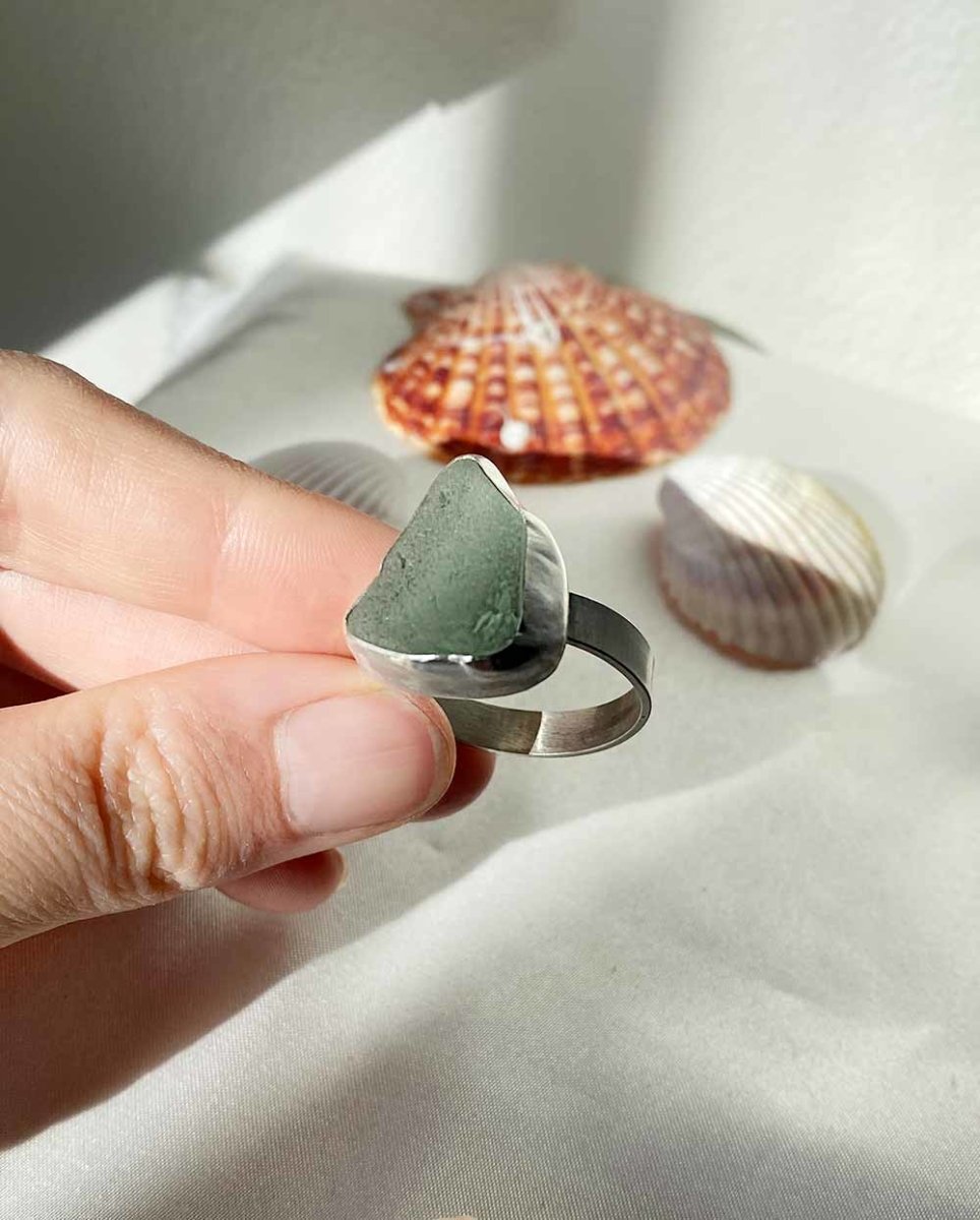 Seafoam Seaglass Ring - 601RingsSize 14.5Angela Wozniak Jewellery