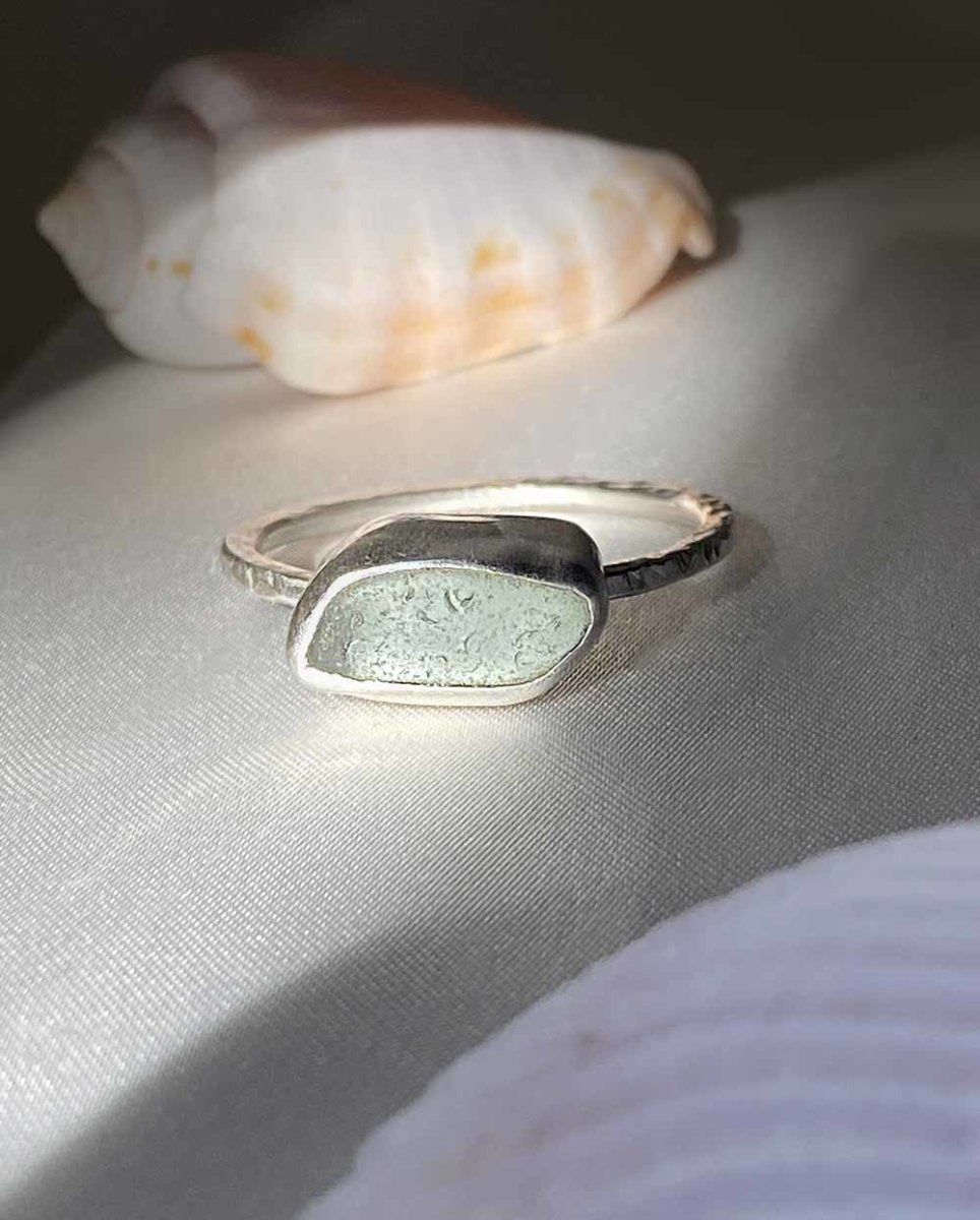 Seafoam Seaglass Ring / Uncommon Colour / #602RingsSize 11.5Angela Wozniak Jewellery