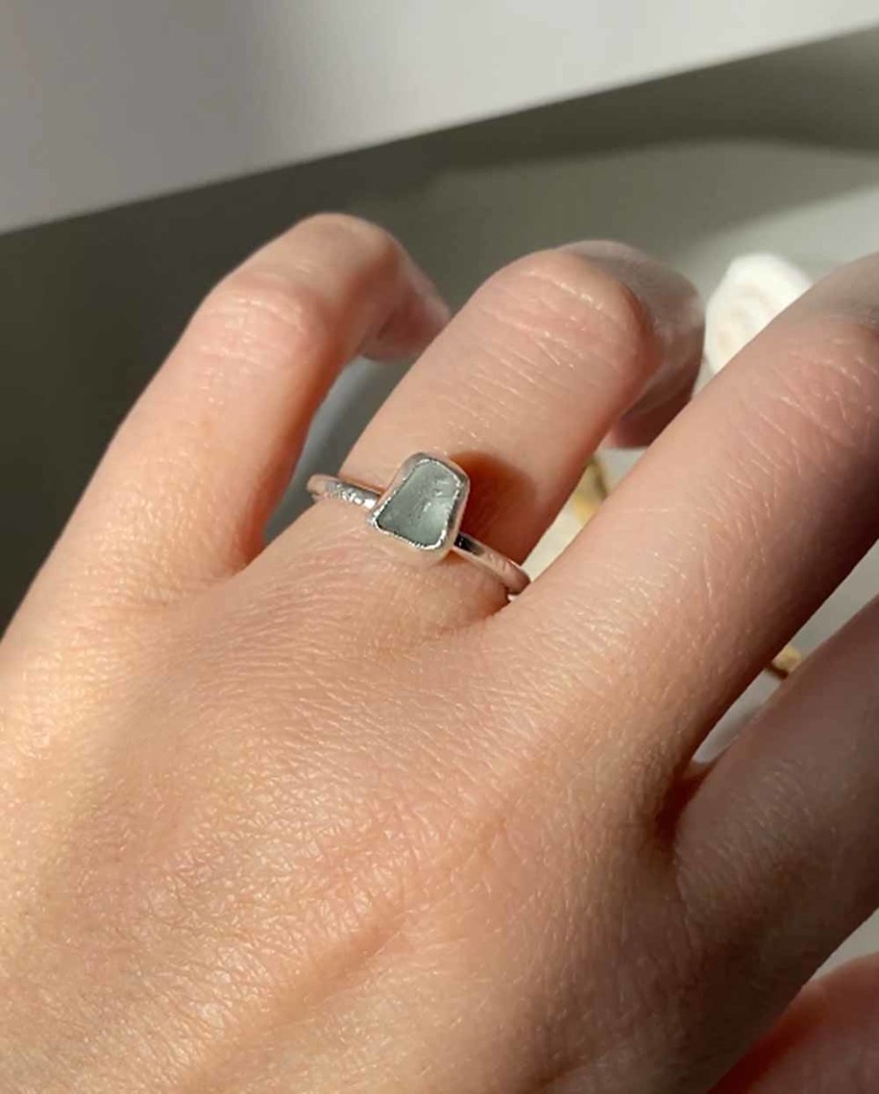 Seafoam Seaglass Ring / Uncommon colour / #604RingsSize 7Angela Wozniak Jewellery