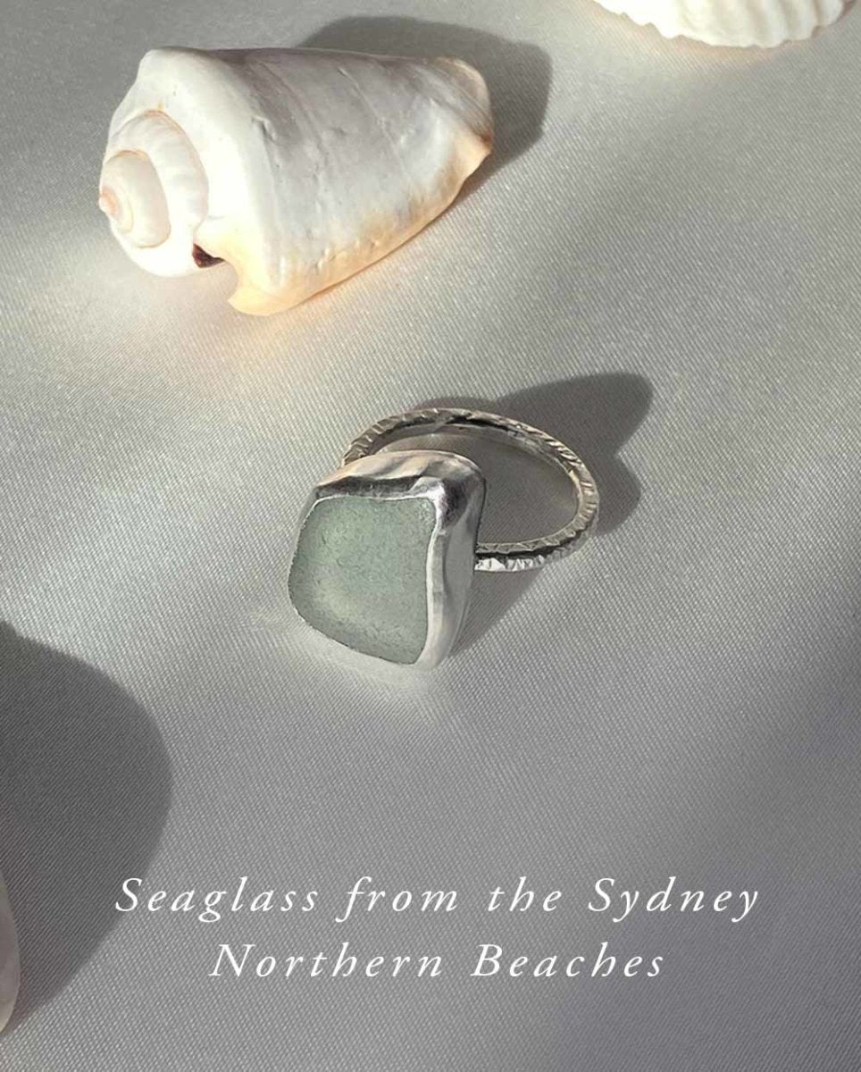 Seafoam Seaglass Ring / Uncommon Colour / #605RingsSize 7Angela Wozniak Jewellery