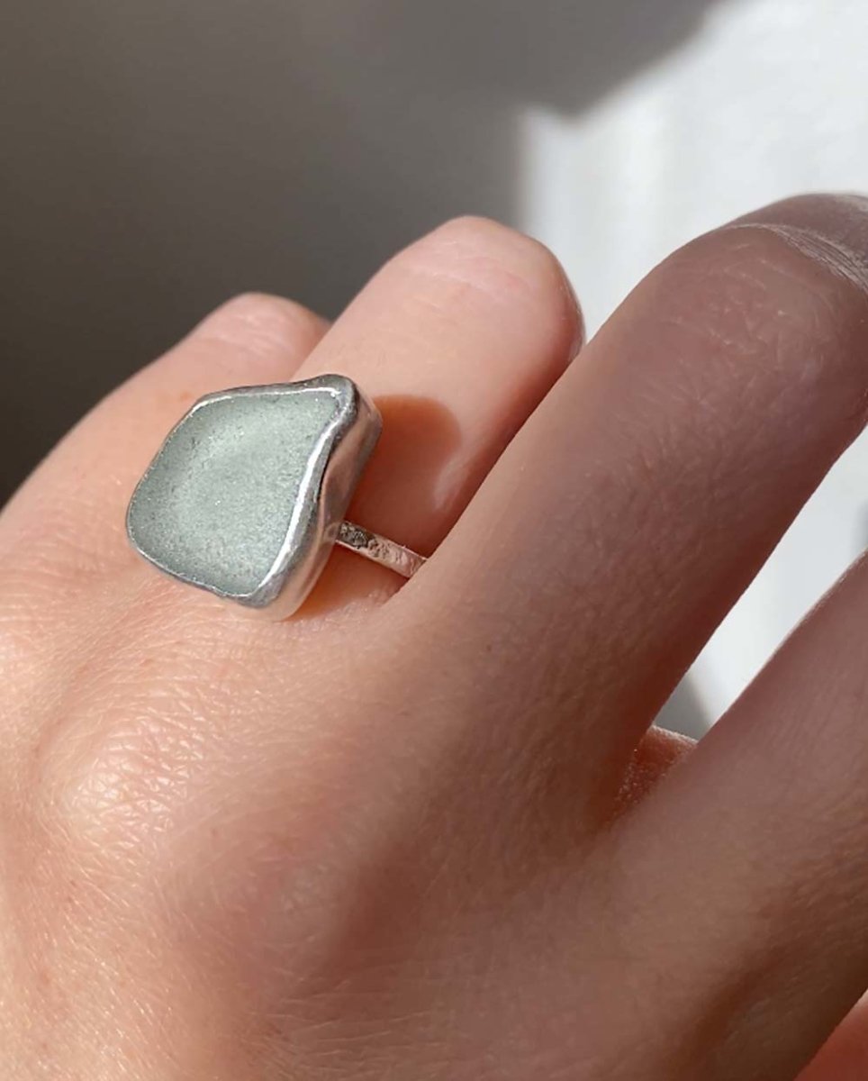 Seafoam Seaglass Ring / Uncommon Colour / #605RingsSize 7Angela Wozniak Jewellery