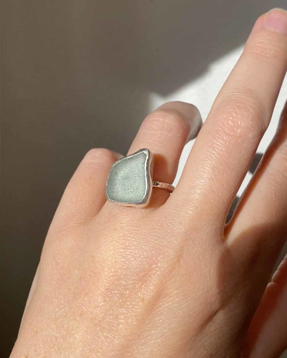 Seafoam Seaglass Ring / Uncommon Colour / #605RingsSize 7Angela Wozniak Jewellery