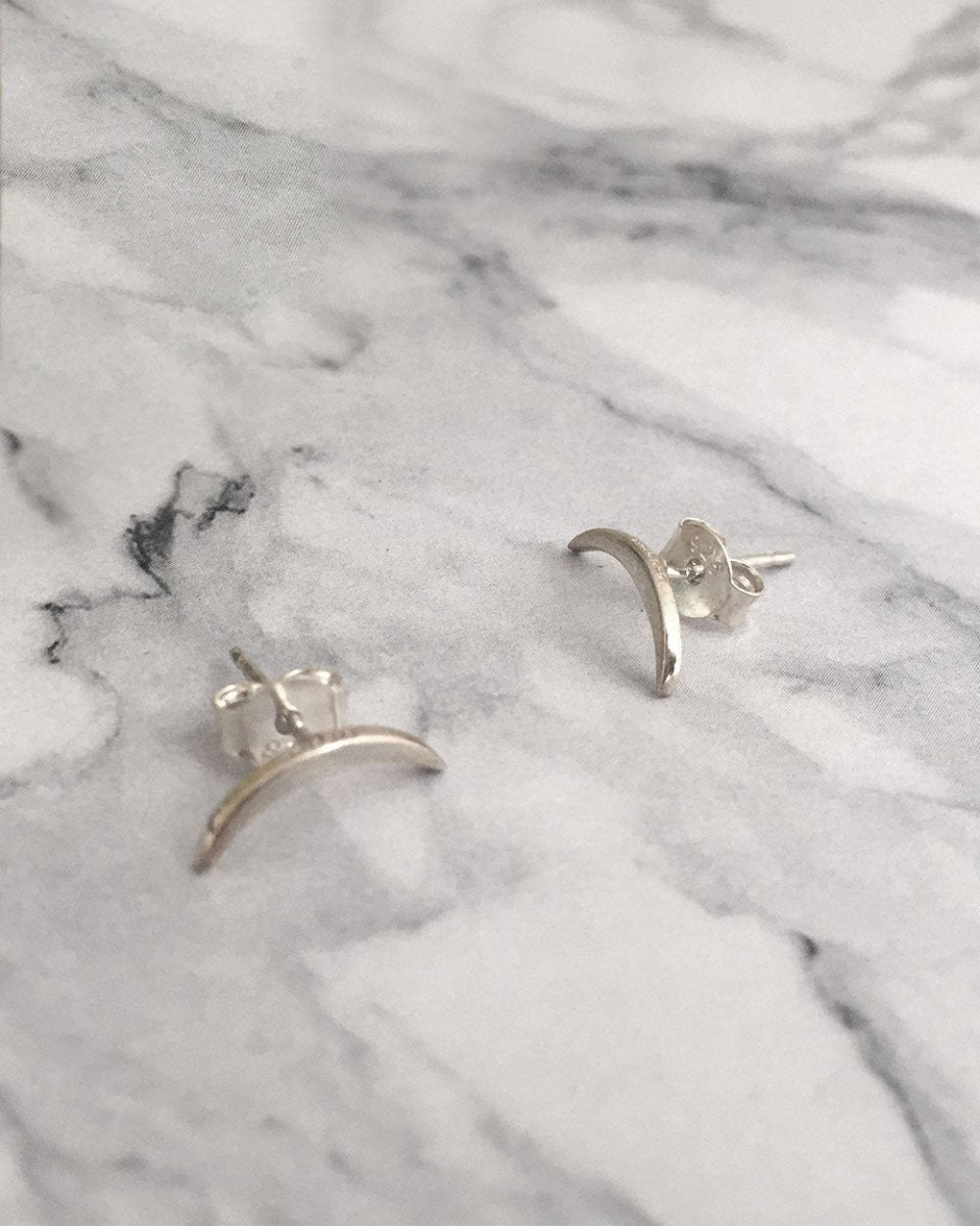 Tiny Moon Arc StudsEarringsSterling SilverAngela Wozniak Jewellery