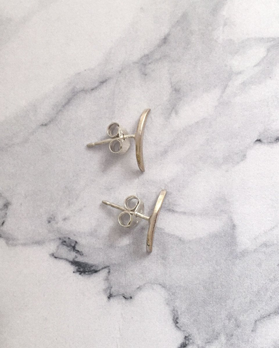 Tiny Moon Arc StudsEarringsSterling SilverAngela Wozniak Jewellery