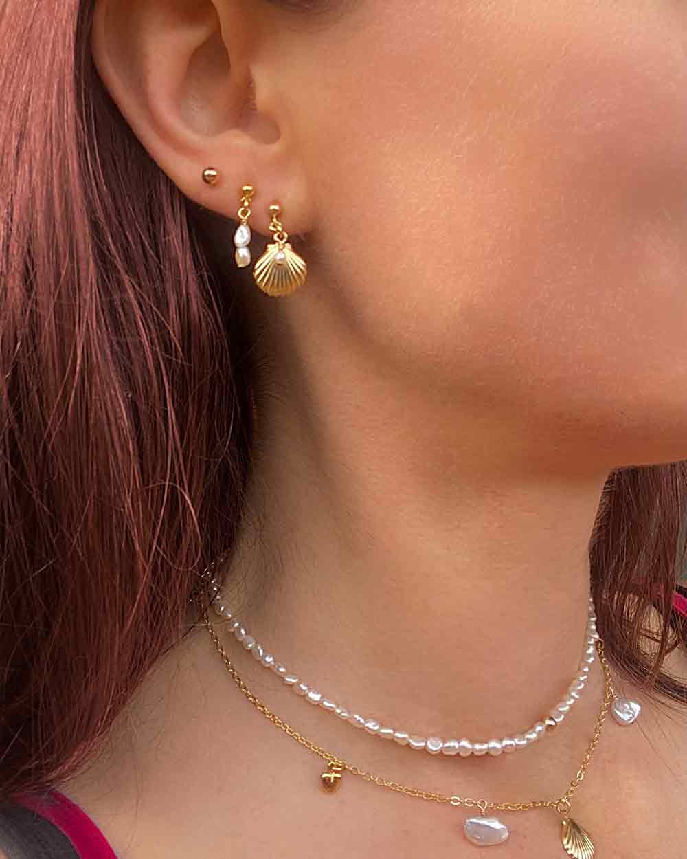 Shell & Pearl Drop Earrings