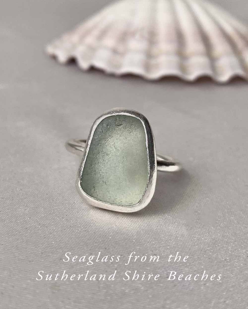 Light Green Sea Glass Ring - Size 7 3/4