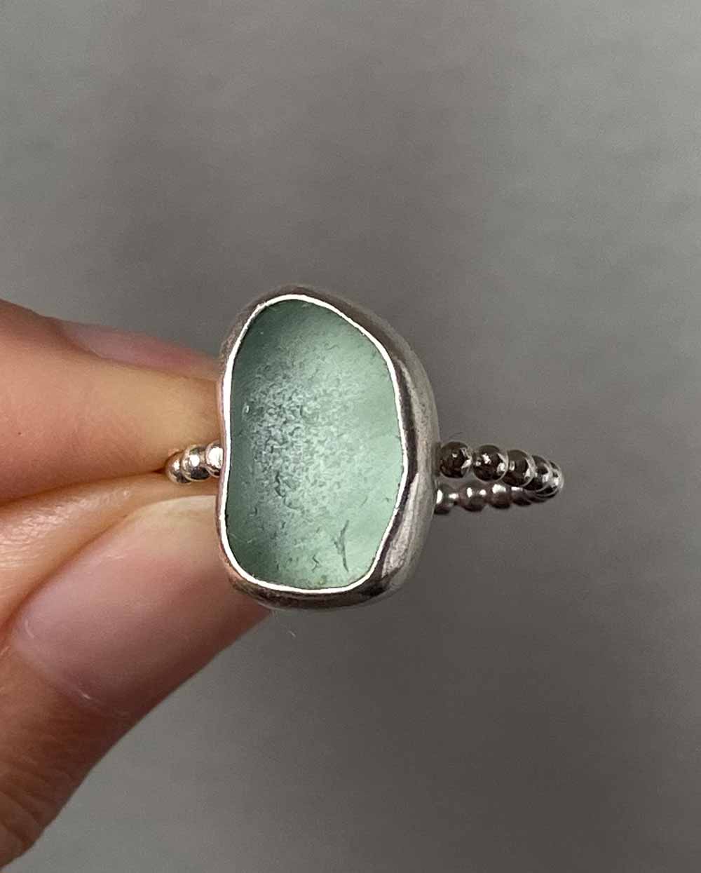 Bean Seafoam Sea Glass Ring - Size 7 1/2