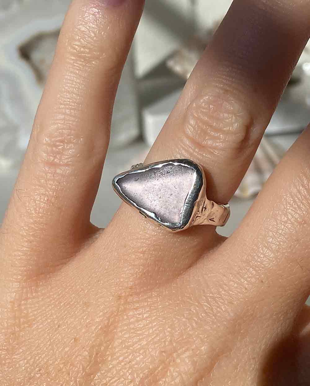 Lavender Sea GlassRing - Size 7 1/4