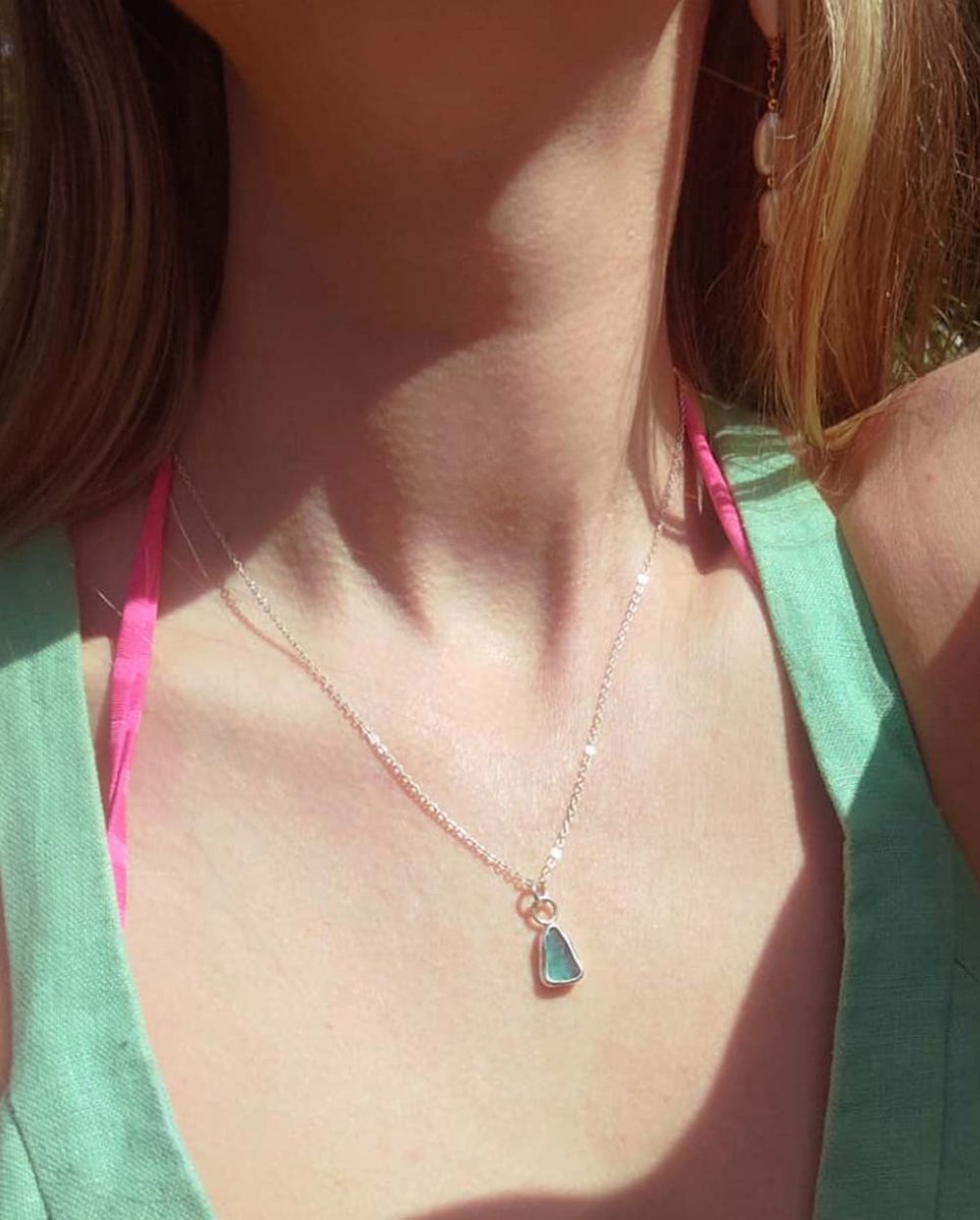 Aqua Blue Sea Glass NecklaceSea Glass NecklaceReady - To - ShipAngela Wozniak Jewellery