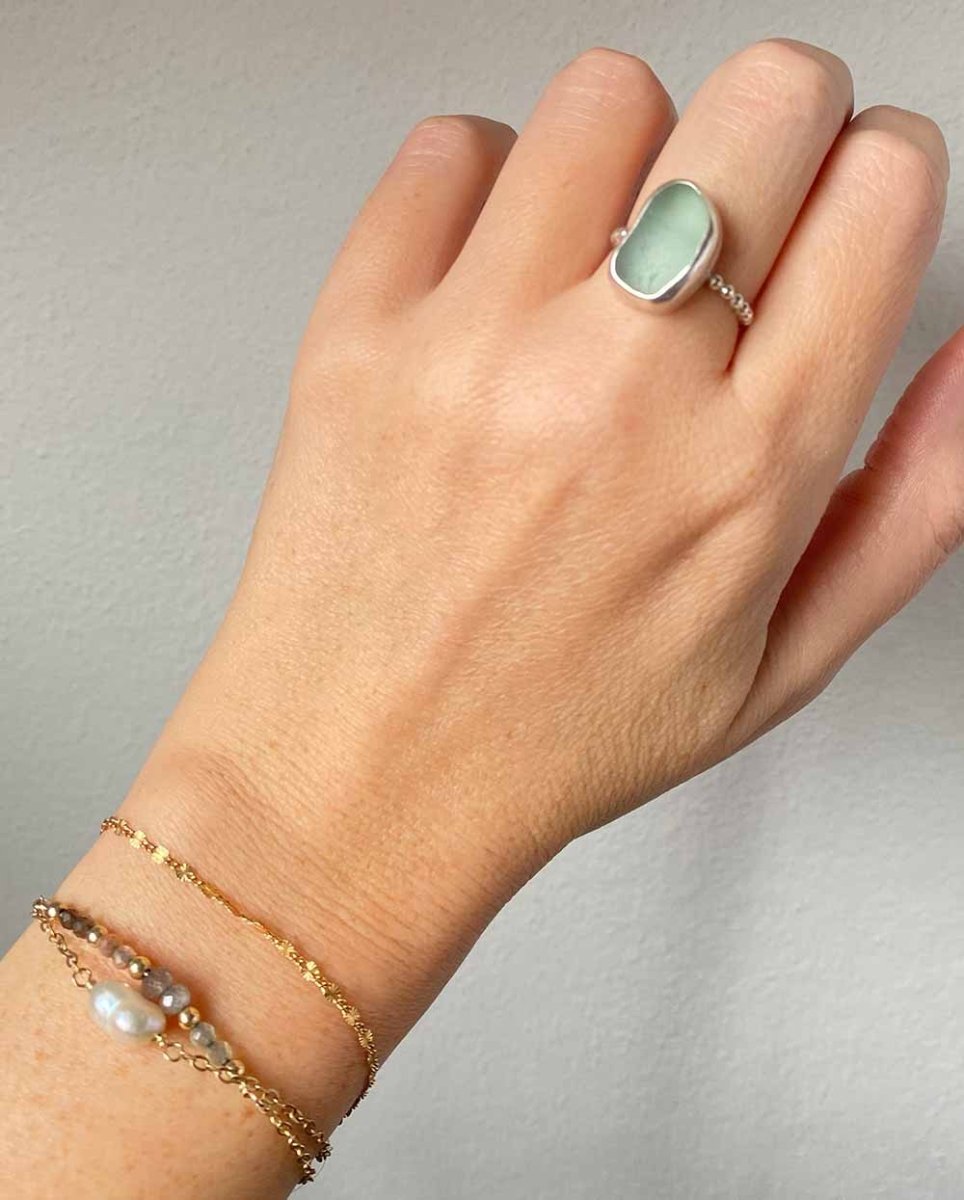 Bean Seafoam Sea Glass Ring - Size 7 1/2RingsReady - To - ShipAngela Wozniak Jewellery