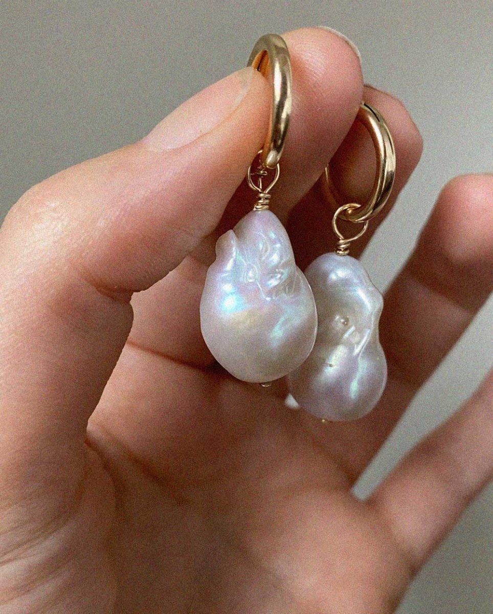 Flame Ball Pearl EarringsHoop Earrings14K Gold FilledAngela Wozniak Jewellery