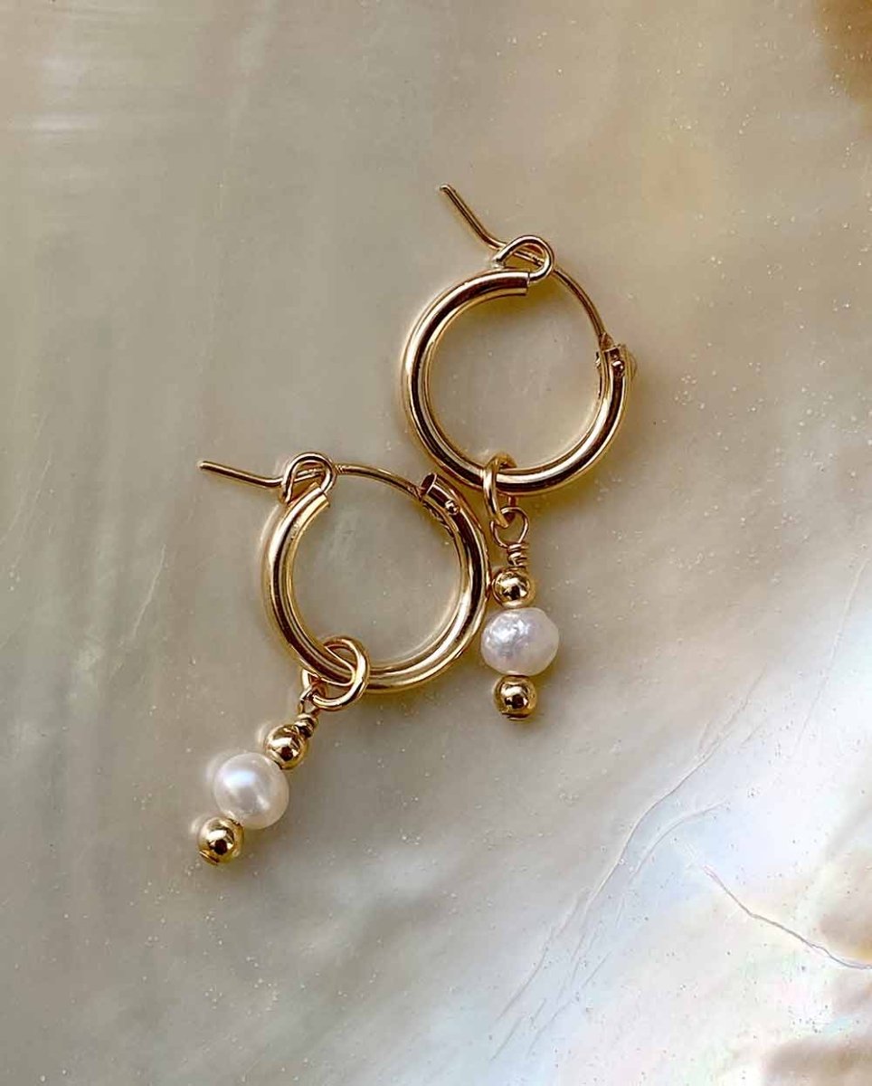 Pia Pearl Huggie EarringsHoop Earrings14K Gold FilledAngela Wozniak Jewellery