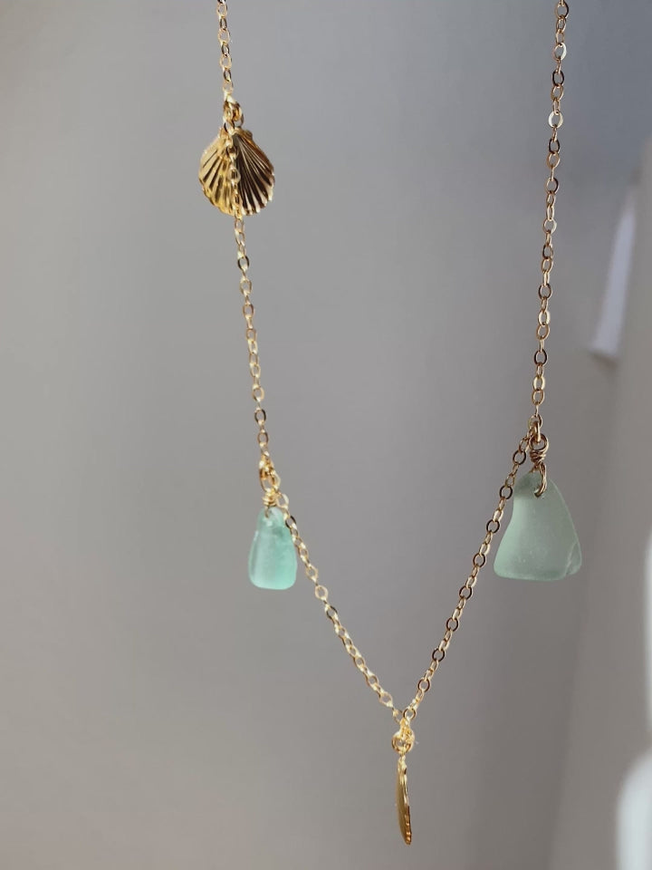 sea glass charm necklace handmade in Australia Sydney